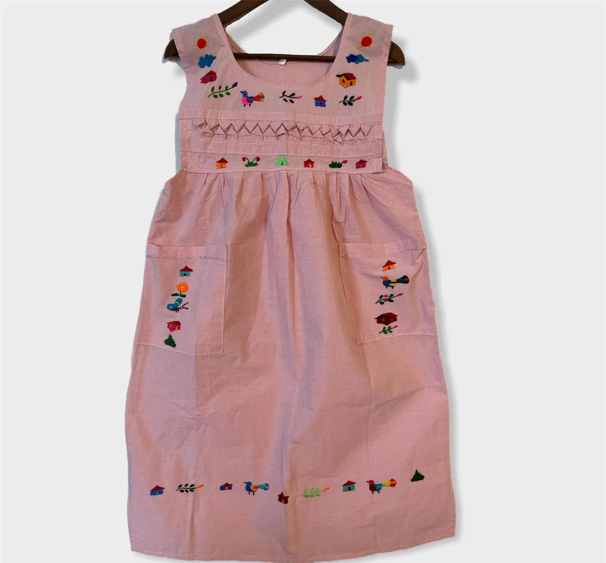 Size S Traditional Embroidered Dress from El Salvador-Vestido