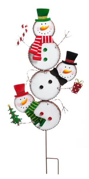 Snowman Totem Garden Stake,47m491