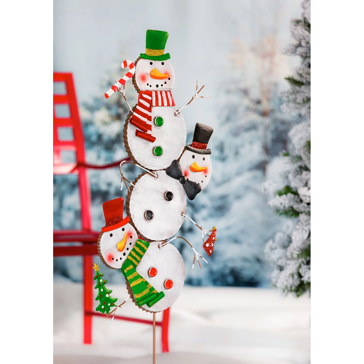 Snowman Totem Garden Stake,47m491