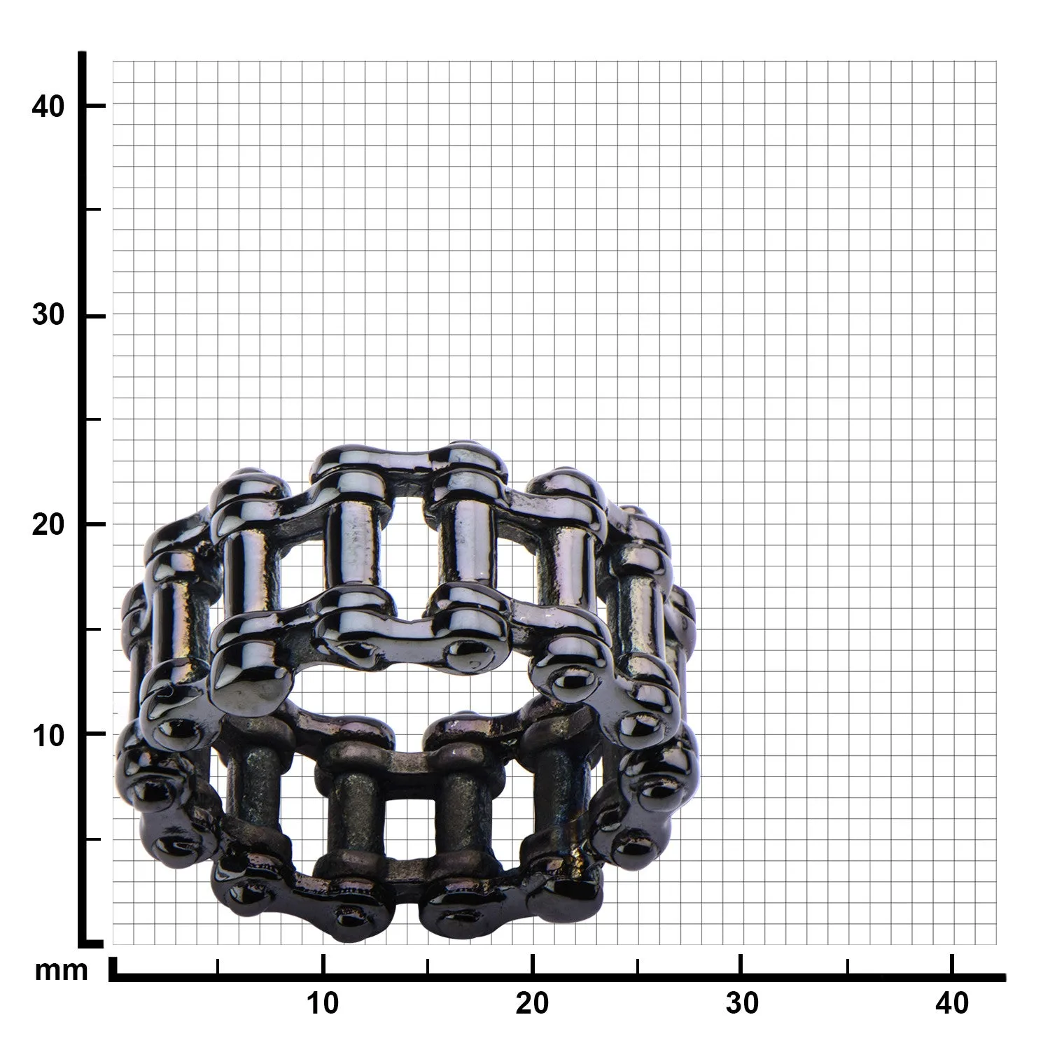 Stainless Steel Black IP Double Motor Chain Design Ring