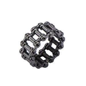 Stainless Steel Black IP Double Motor Chain Design Ring