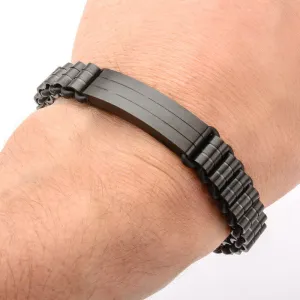 Stainless Steel Black IP ID & Tube Silicone Bracelet