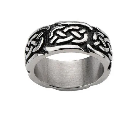 Stainless Steel Black Oxidized Celtic Design Ring