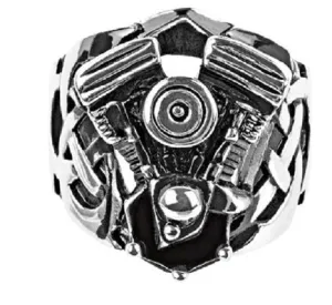 Stainless Steel Black Oxidized V-Twin Ring