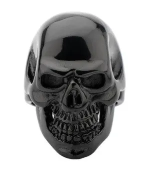 Stainless Steel IP Black Skull All Teeth Out Ring