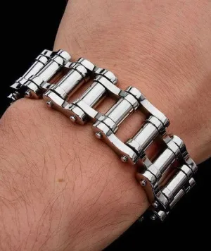 Stainless Steel Long Bar Motorcycle Chain Bracelet