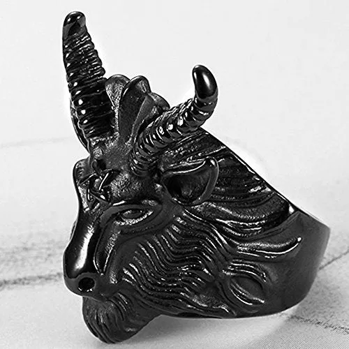 Stainless Steel Satan Ram Goat Head Gothic Rings