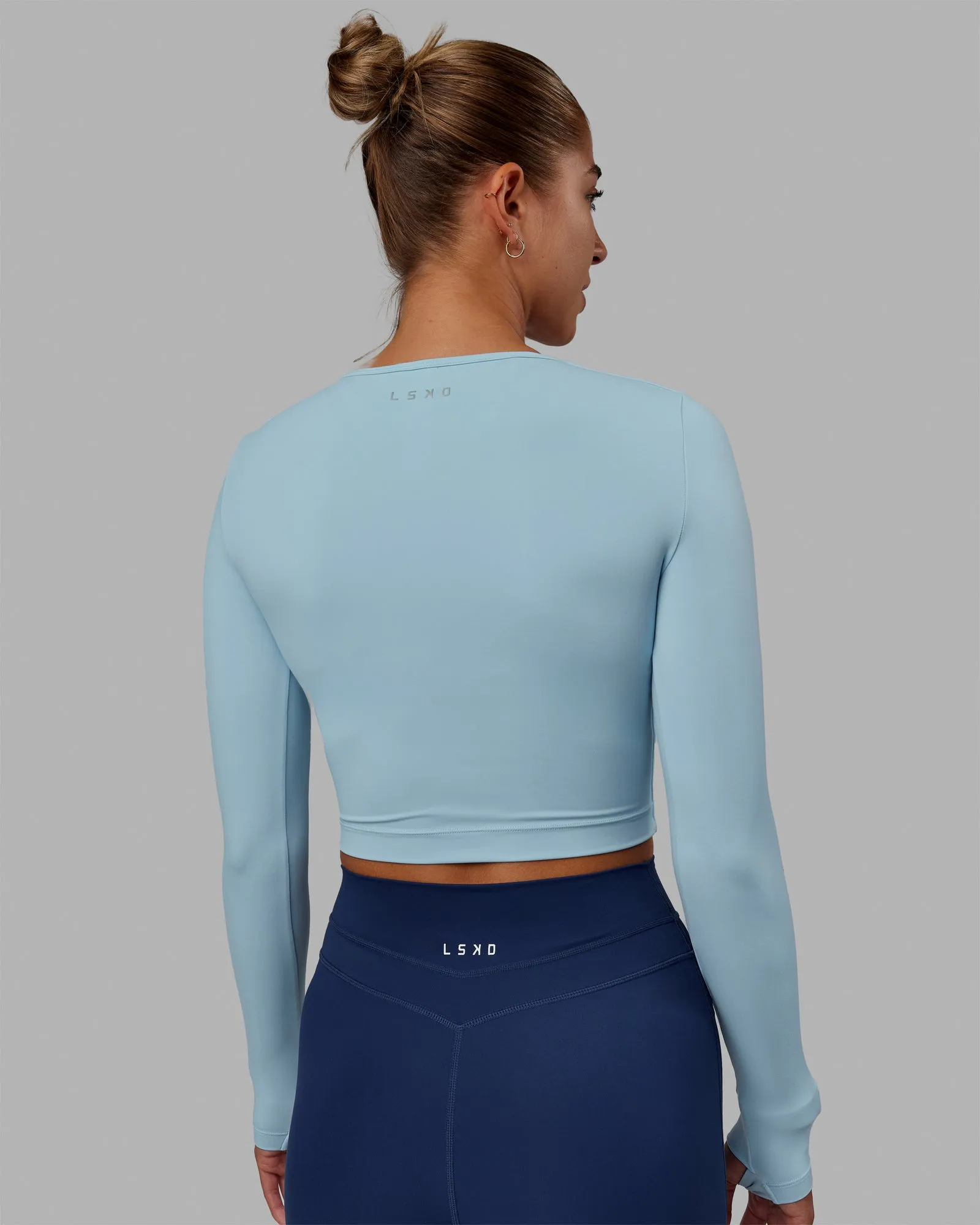 Staple Long Sleeve Cropped Tee - Glacial Blue