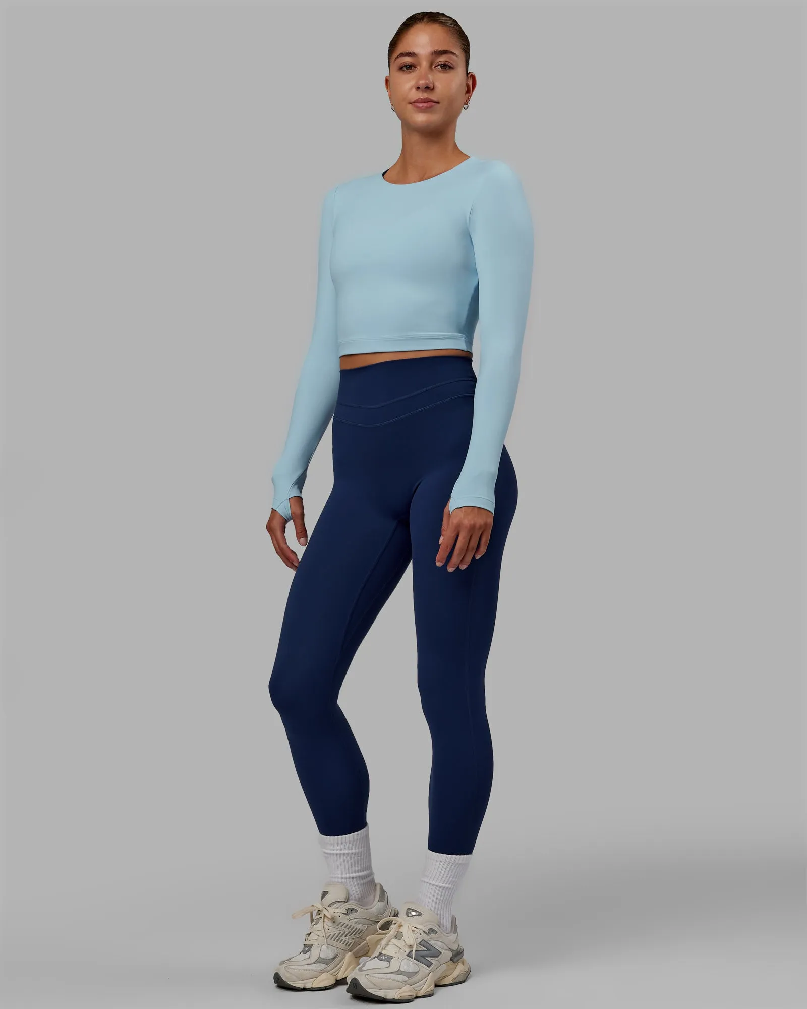 Staple Long Sleeve Cropped Tee - Glacial Blue