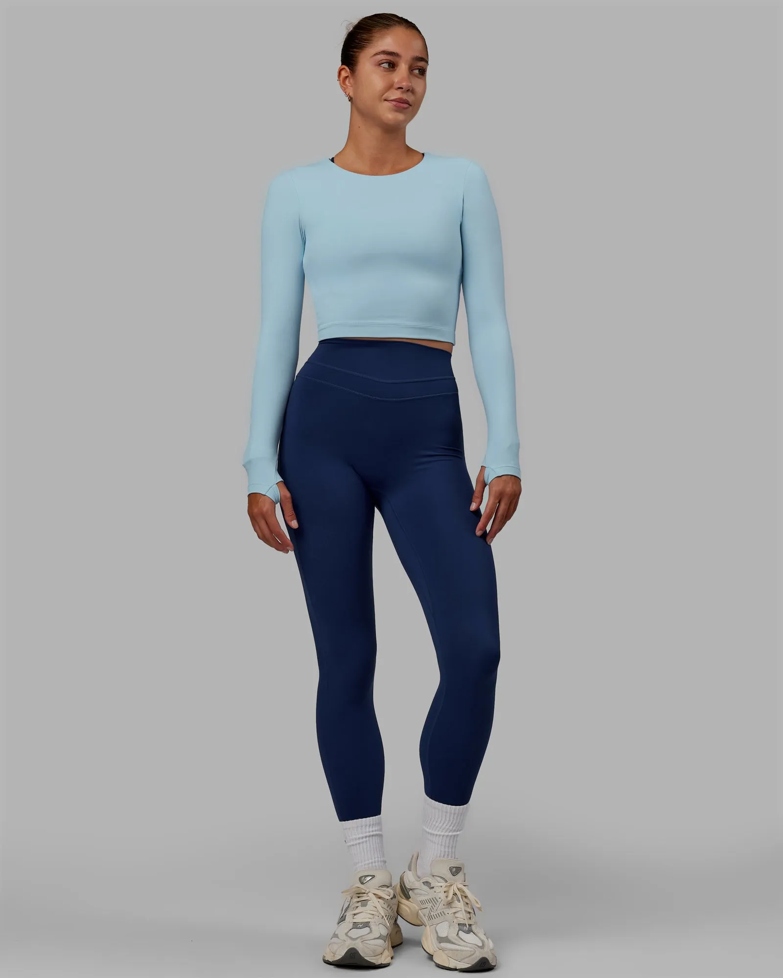 Staple Long Sleeve Cropped Tee - Glacial Blue