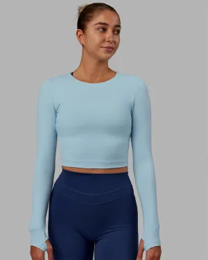 Staple Long Sleeve Cropped Tee - Glacial Blue