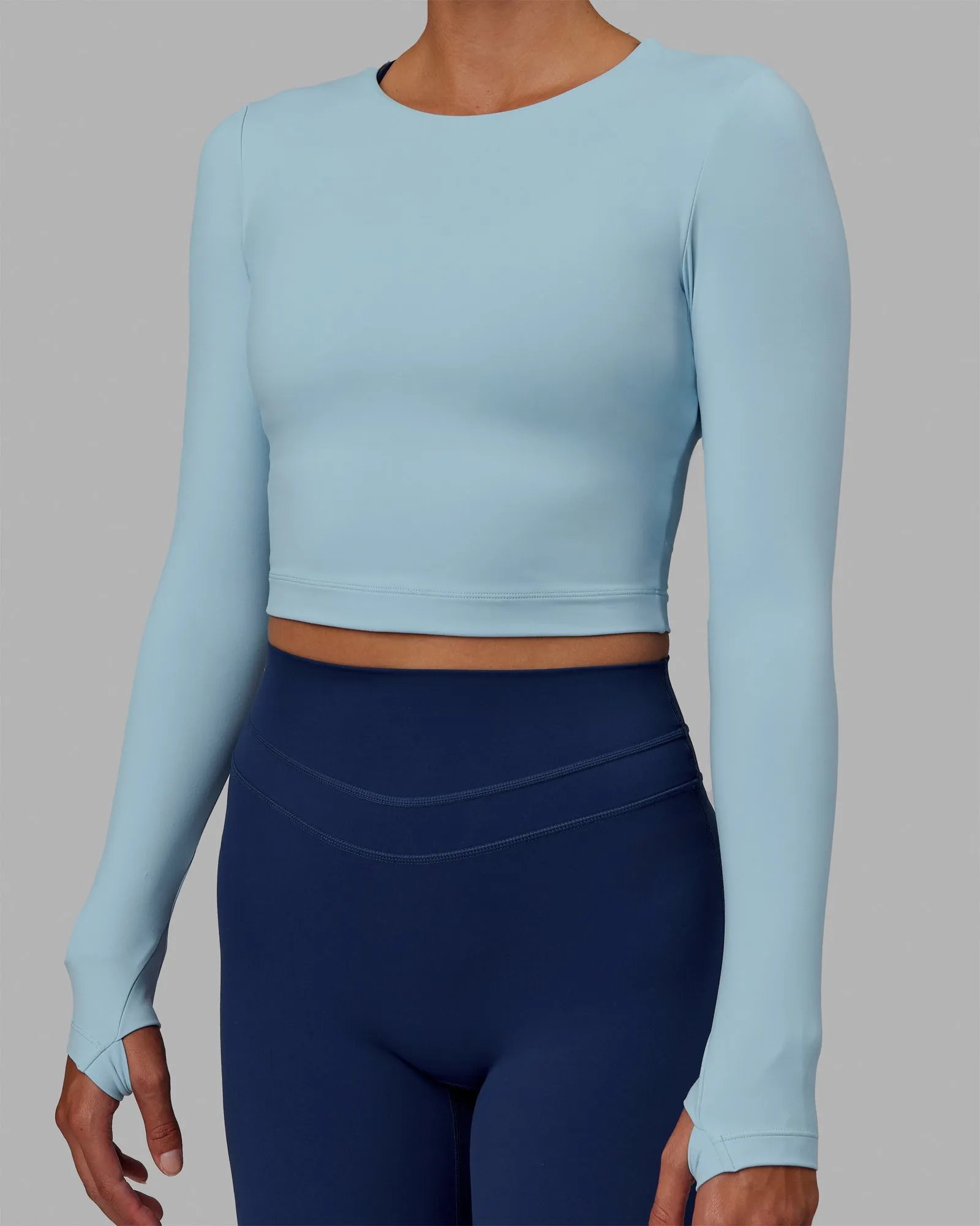 Staple Long Sleeve Cropped Tee - Glacial Blue