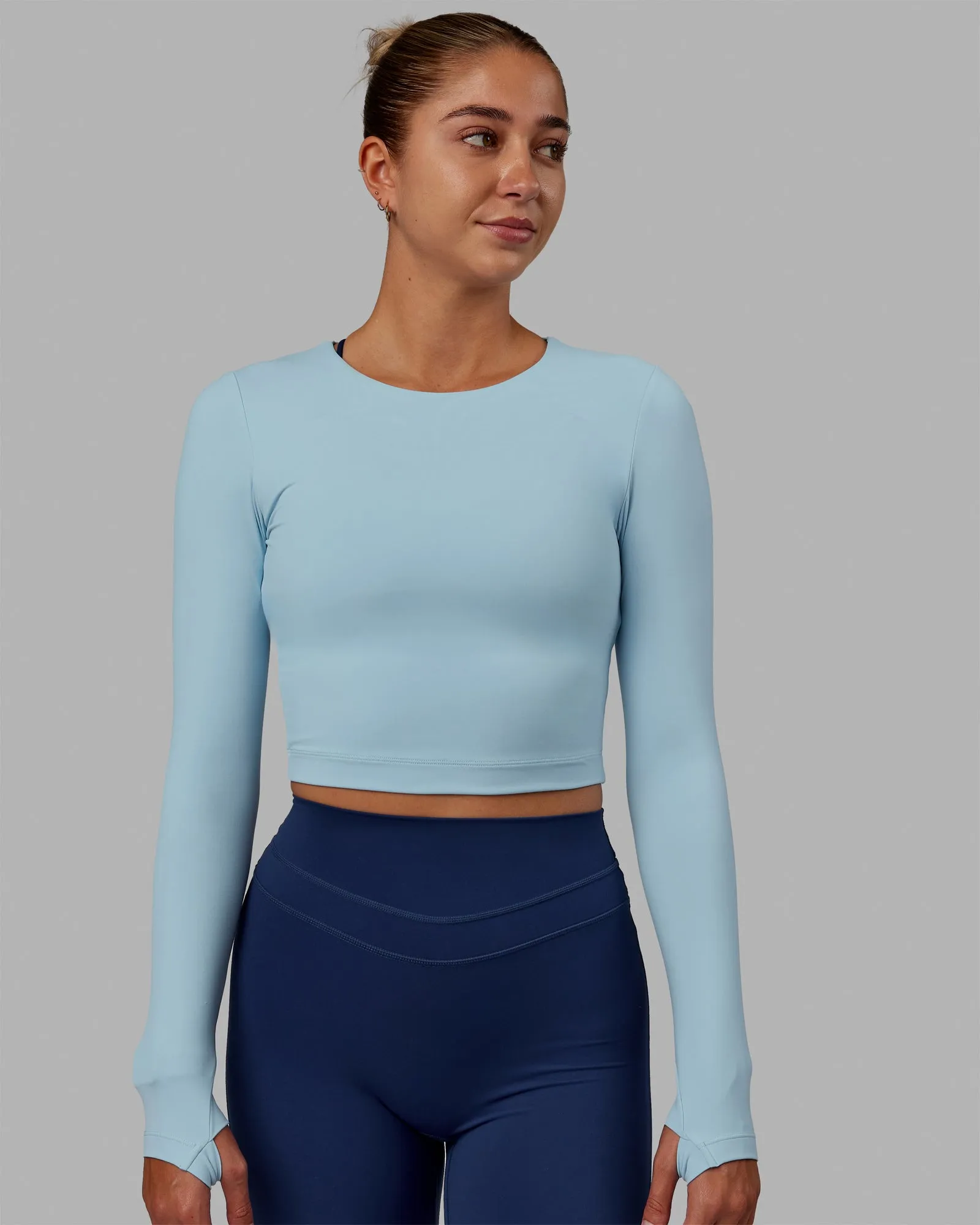 Staple Long Sleeve Cropped Tee - Glacial Blue