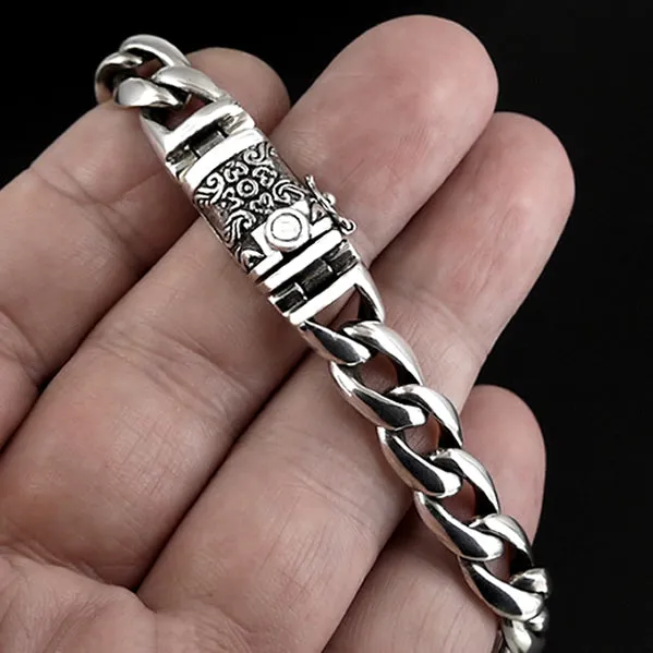Sterling Silver Biker Bracelet Bali Dragon Chain