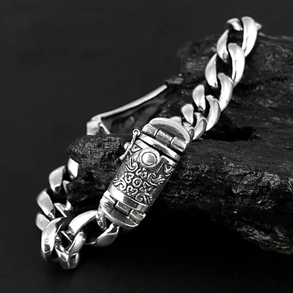 Sterling Silver Biker Bracelet Bali Dragon Chain