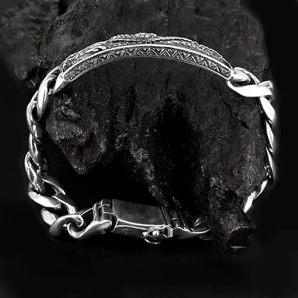 Sterling Silver Biker Bracelet Bali Dragon Chain
