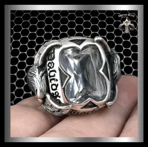 Sterling Silver Double Eagle Biker Ring