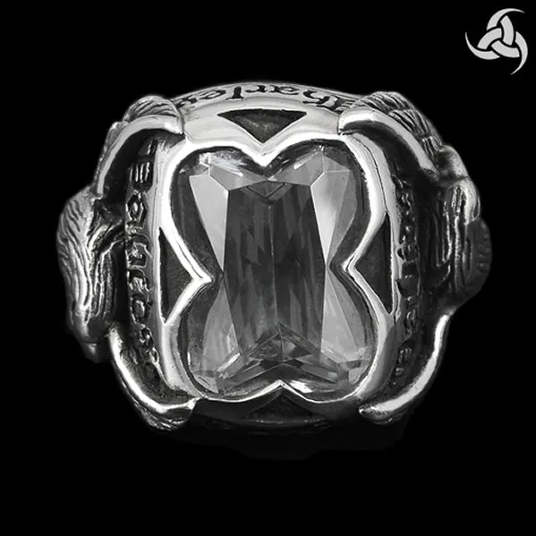 Sterling Silver Double Eagle Biker Ring