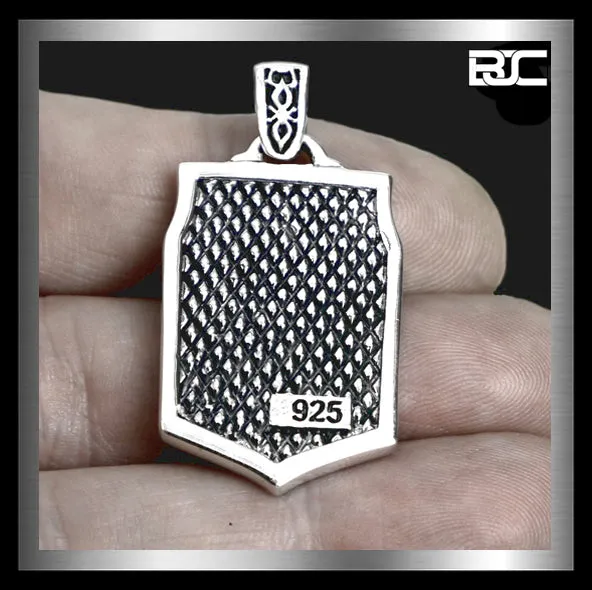 Sterling Silver Fleur De Lis Dog Tag Medieval Biker Pendant