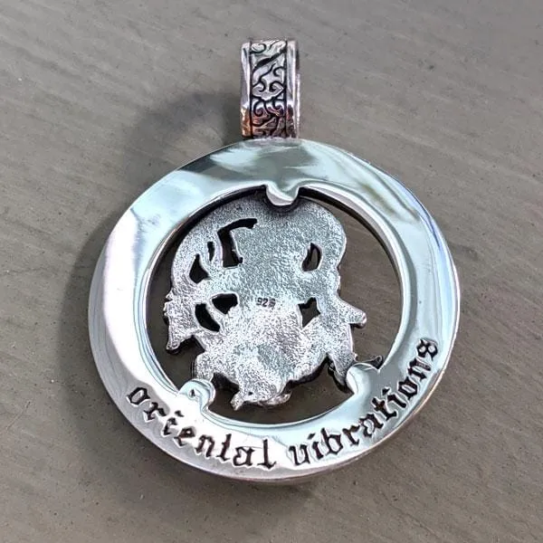 Sterling Silver Japanese Fujin Wind God Medal Pendant