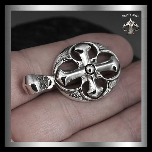 Sterling Silver Knights Cross Pendant Biker Amulet Medallion