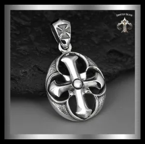 Sterling Silver Knights Cross Pendant Biker Amulet Medallion