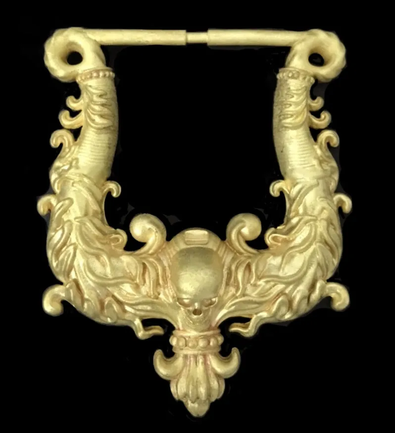 Sterling Silver Or Brass Tribal Skull Biker Belt Buckle
