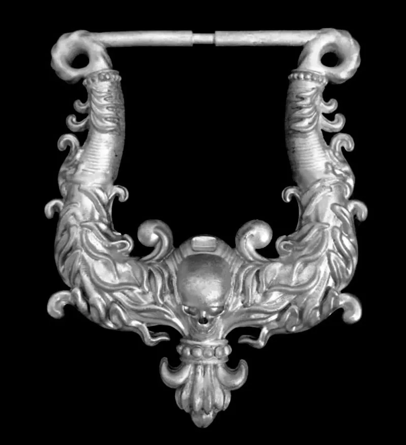 Sterling Silver Or Brass Tribal Skull Biker Belt Buckle