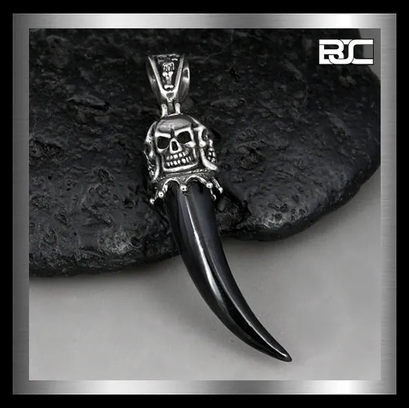 Sterling Silver Skull Spike Biker Pendant