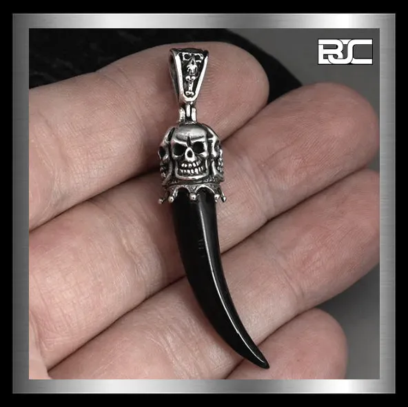 Sterling Silver Skull Spike Biker Pendant