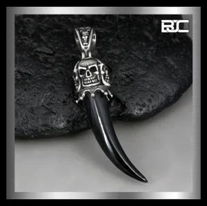 Sterling Silver Skull Spike Biker Pendant