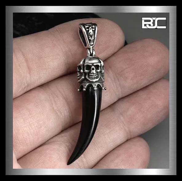 Sterling Silver Skull Spike Biker Pendant