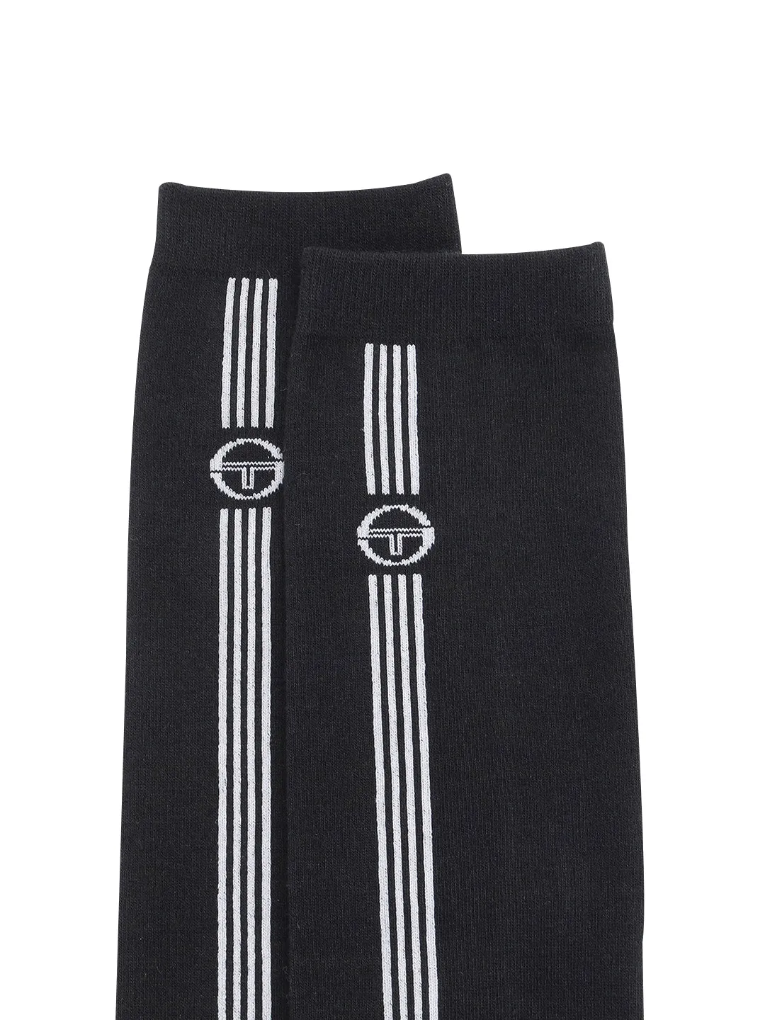 Striped Knee High Socks- Black