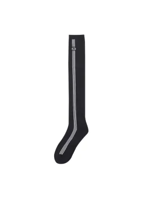 Striped Knee High Socks- Black
