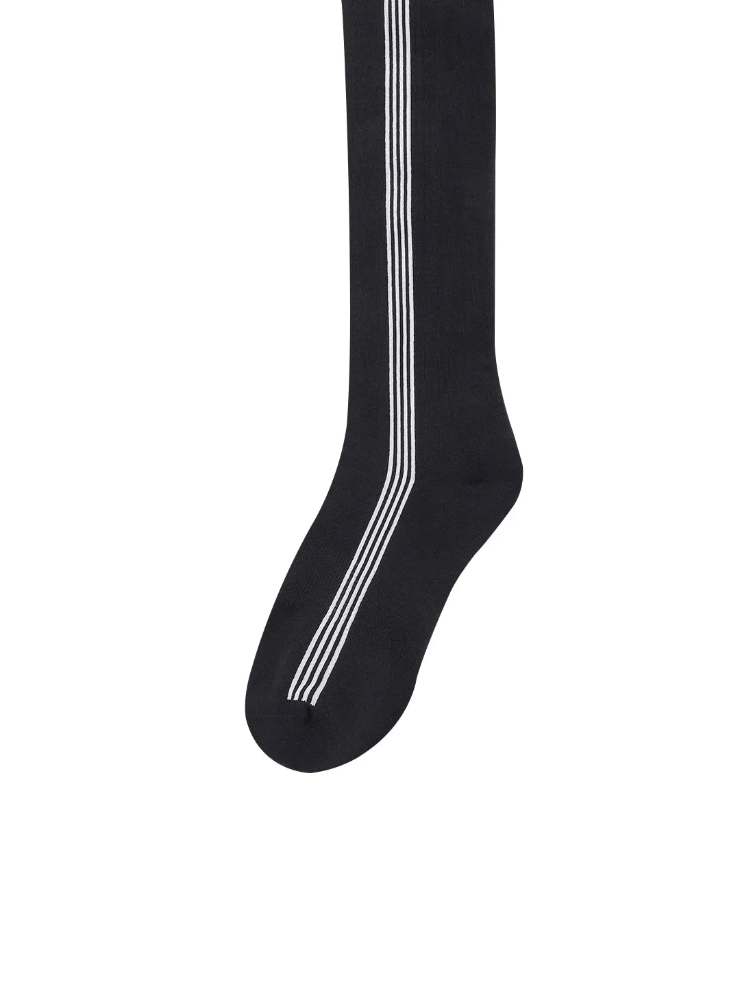 Striped Knee High Socks- Black