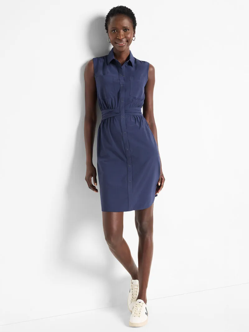 Tech Stretch Pocket Dress in Navy