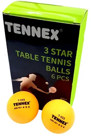 TENNEX T-555 ABS Table Tennis Ball, Standard, (Orange)