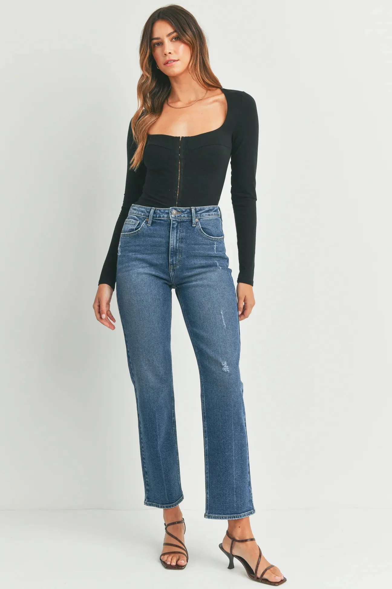 The Cece Full Length High Rise Straight Jeans