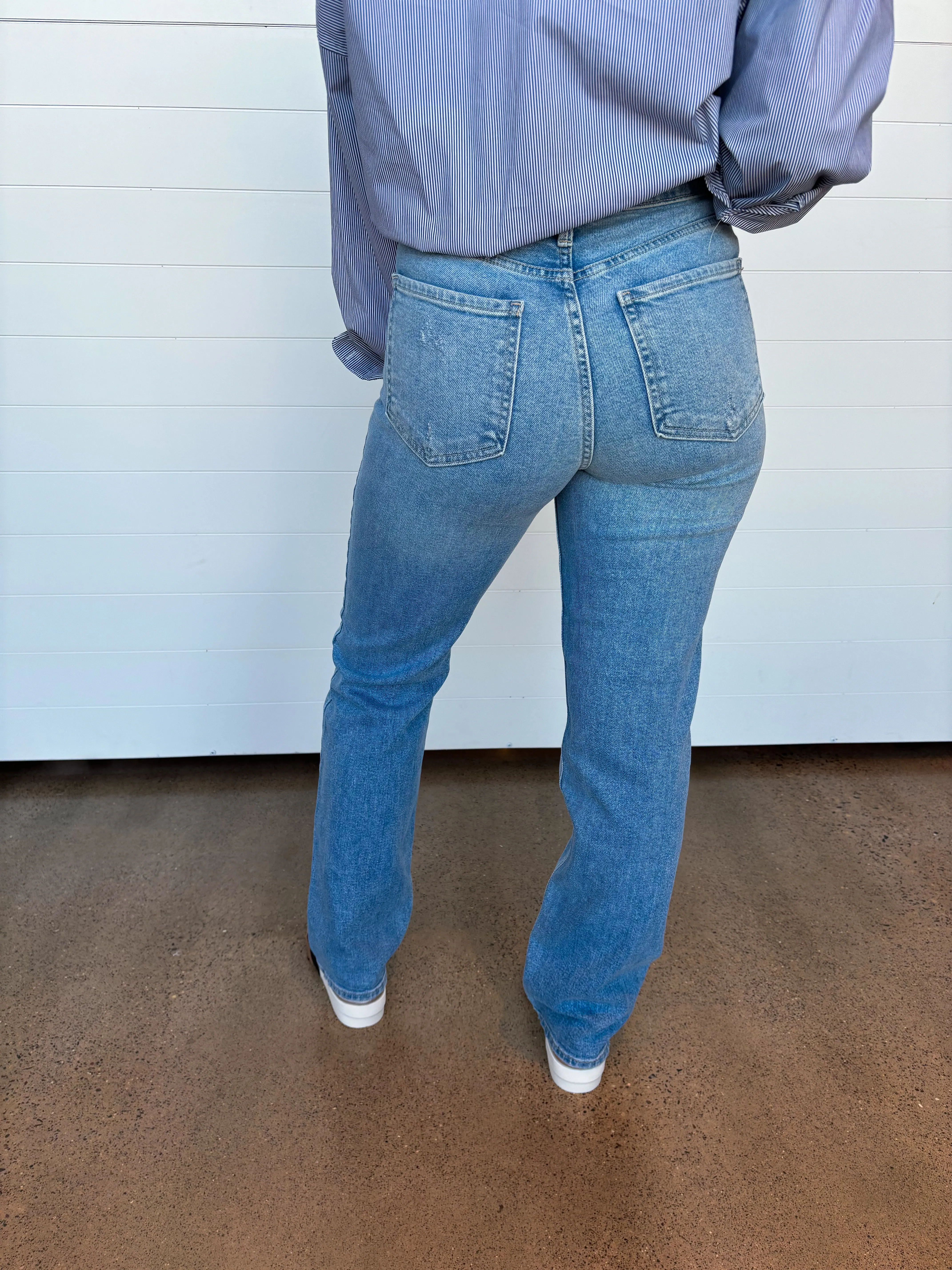 The Cece Full Length High Rise Straight Jeans