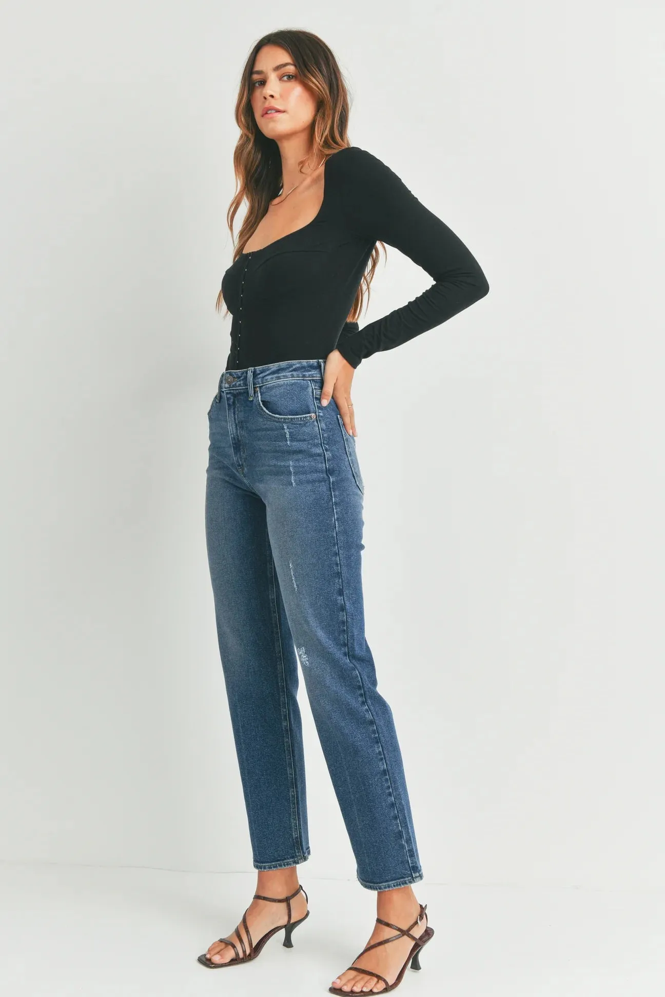 The Cece Full Length High Rise Straight Jeans