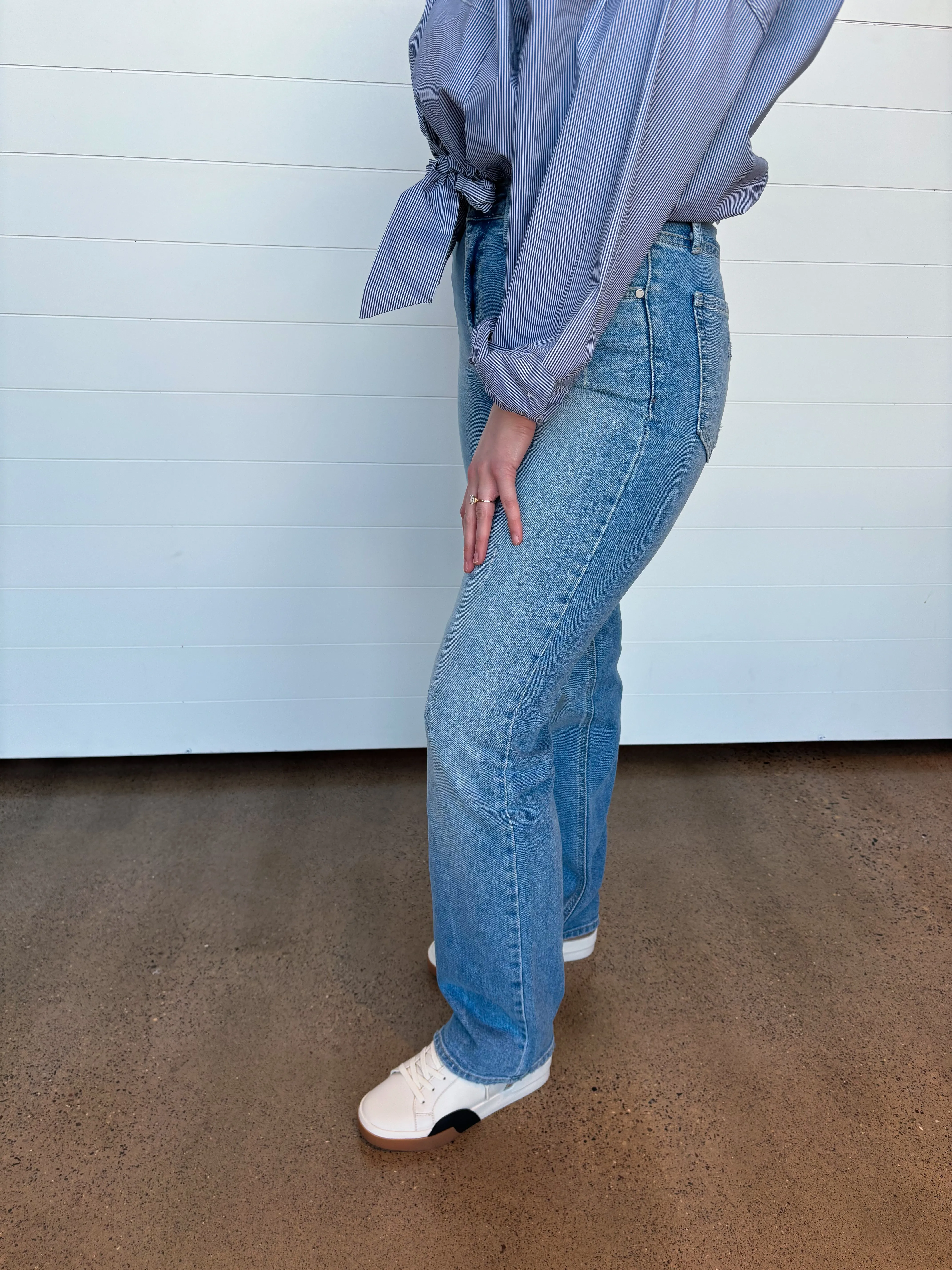 The Cece Full Length High Rise Straight Jeans