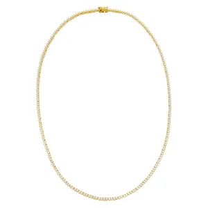 Thin Three Prong Tennis Necklace