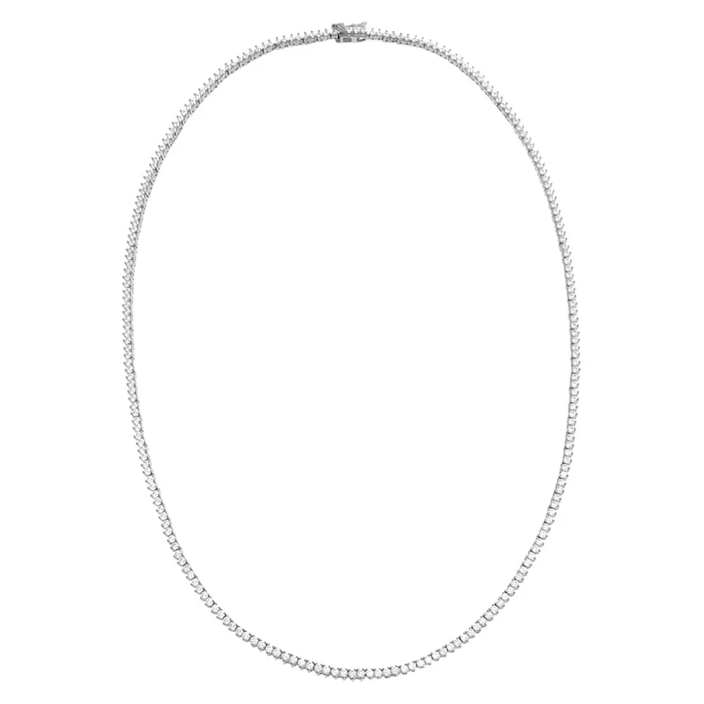 Thin Three Prong Tennis Necklace