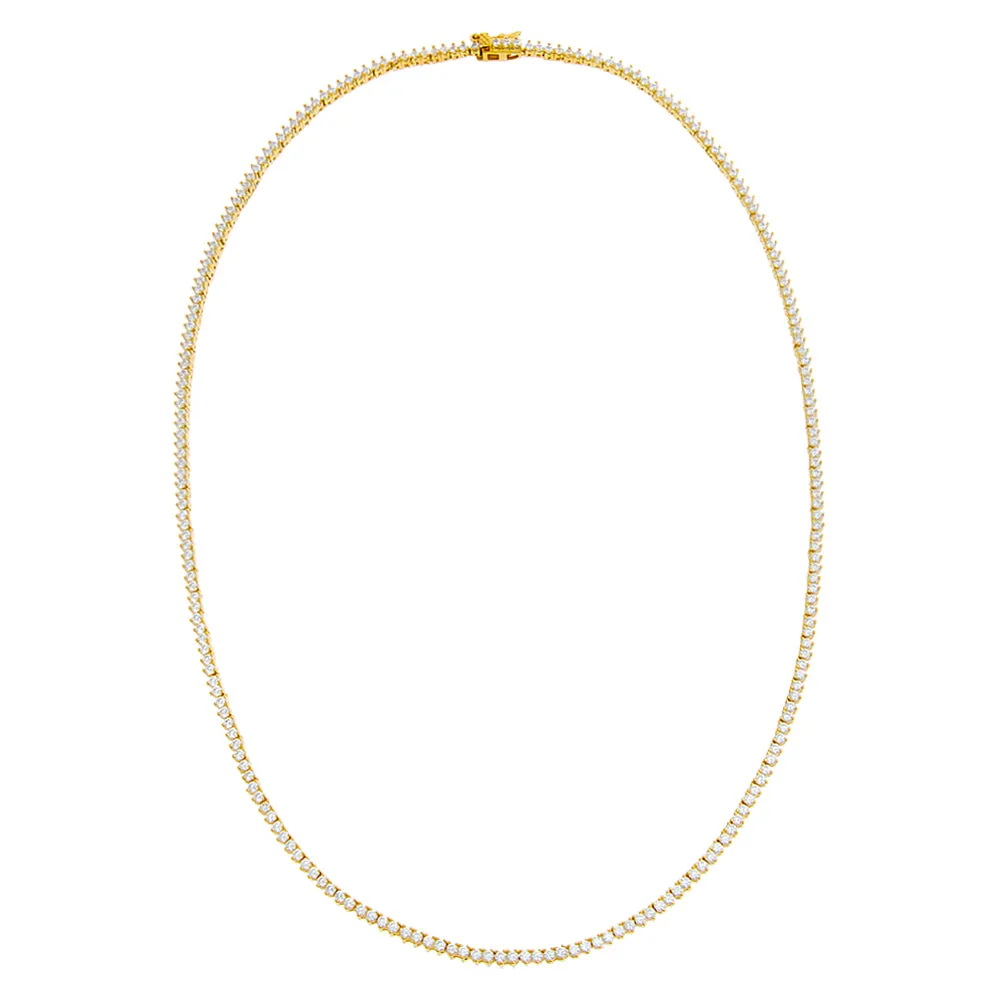 Thin Three Prong Tennis Necklace