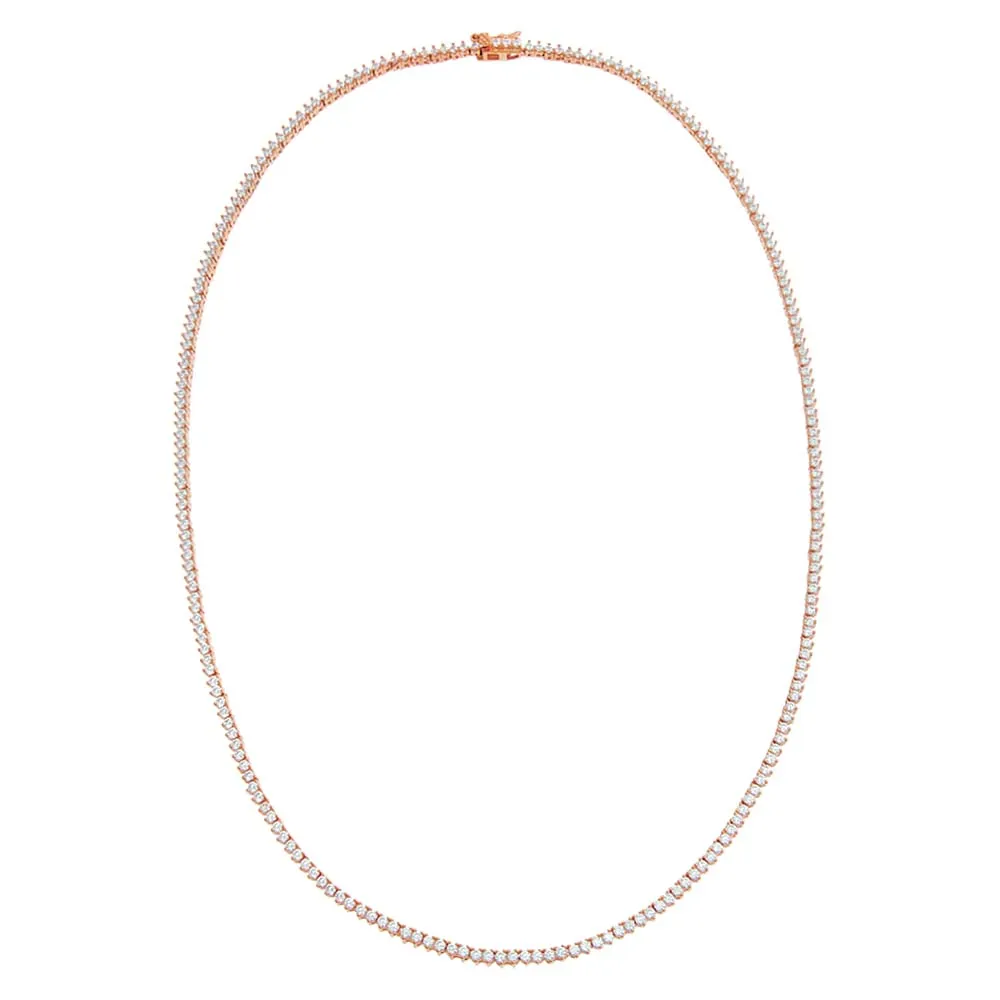 Thin Three Prong Tennis Necklace