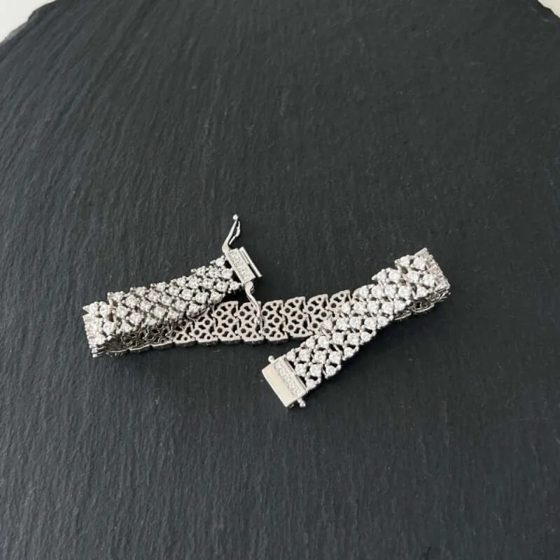 Three Row Diamond Tennis Bracelet