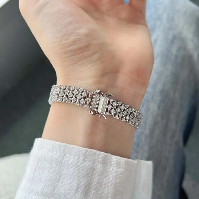 Three Row Diamond Tennis Bracelet