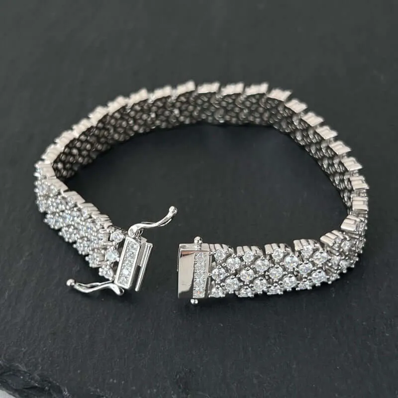 Three Row Diamond Tennis Bracelet