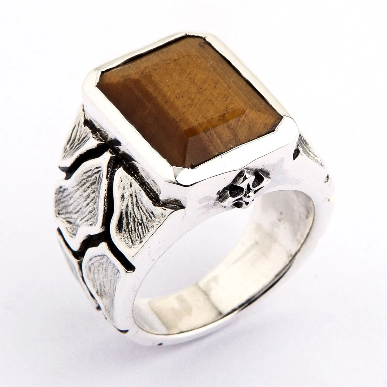 Tigers Eye Sterling Silver Mens Ring