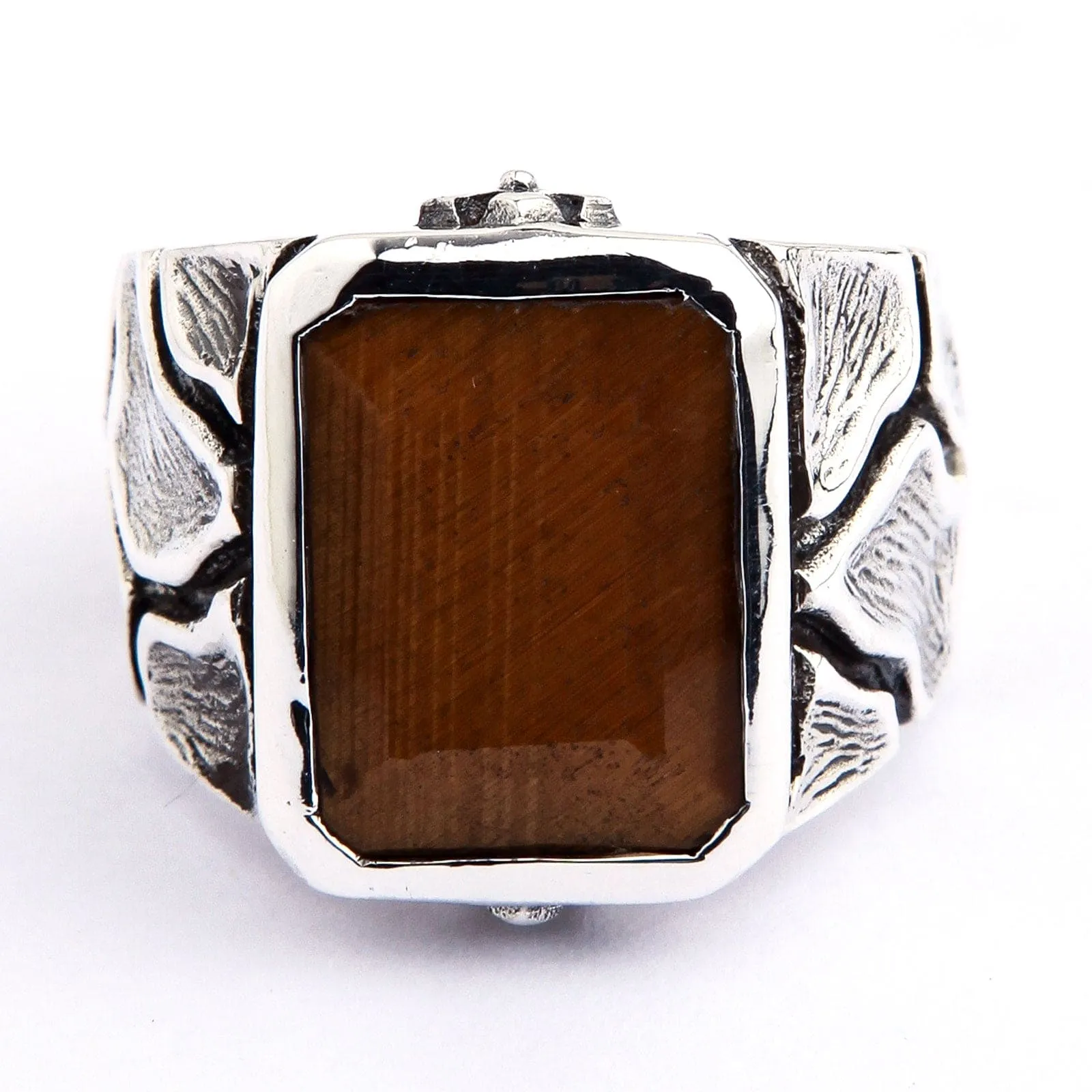 Tigers Eye Sterling Silver Mens Ring